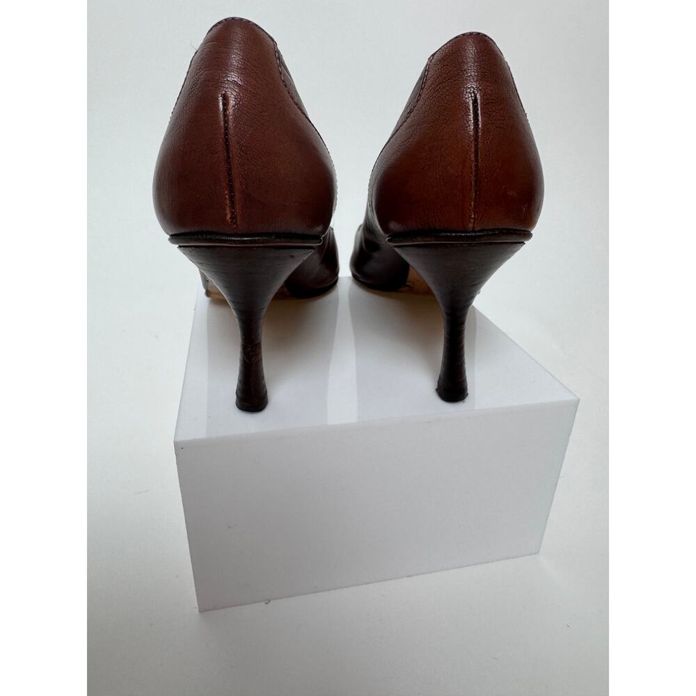 Gucci Brown Leather Pump Heels Size 11 - Picture 6 of 11